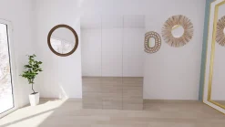 Armoire blanche avec miroir double penderie et 2 paniers GoodHome Atomia H. 225 x L. 150 x P. 58 cm