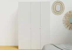 Armoire blanche double penderie 2 tiroirs GoodHome Atomia H. 187,5 x L. 125 x P. 45 cm