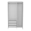 Armoire blanche double penderie et 3 tiroirs GoodHome Atomia H. 225 x L. 125 x P. 58 cm
