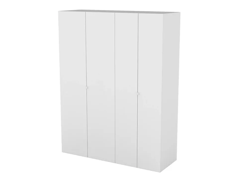 Armoire blanche double penderie et 3 tiroirs GoodHome Atomia H. 225 x L. 175 x P. 58 cm