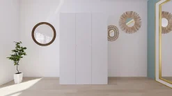 Armoire blanche double penderie 2 paniers GoodHome Atomia H. 225 x L. 150 x P. 58 cm