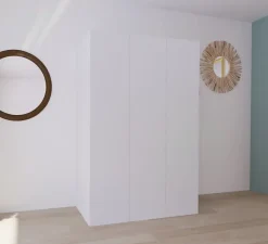 Armoire blanche double penderie 2 paniers GoodHome Atomia H. 225 x L. 150 x P. 58 cm