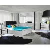 Armoire blanche et noire LINA 220 x 225 x 68 cm avec 2 grandes penderies et 2 grands miroirs