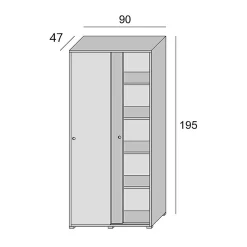 Armoire Blanche Multi-Usages À Double Porte Coulissante Avec 4 Étagères Réglables