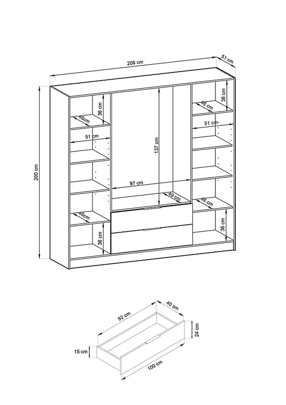 Armoire, cachemire, 206 x 200 x 51 cm