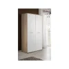 Armoire chambre denfant design coloris chene et blanc avec 2 portes battantes collection DENVER.