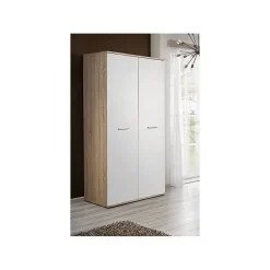Armoire chambre denfant design coloris chene et blanc avec 2 portes battantes collection DENVER.