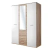 Armoire chambre denfant design coloris chene et blanc avec 3 portes battantes et 3 tiroirs collection DENVER.
