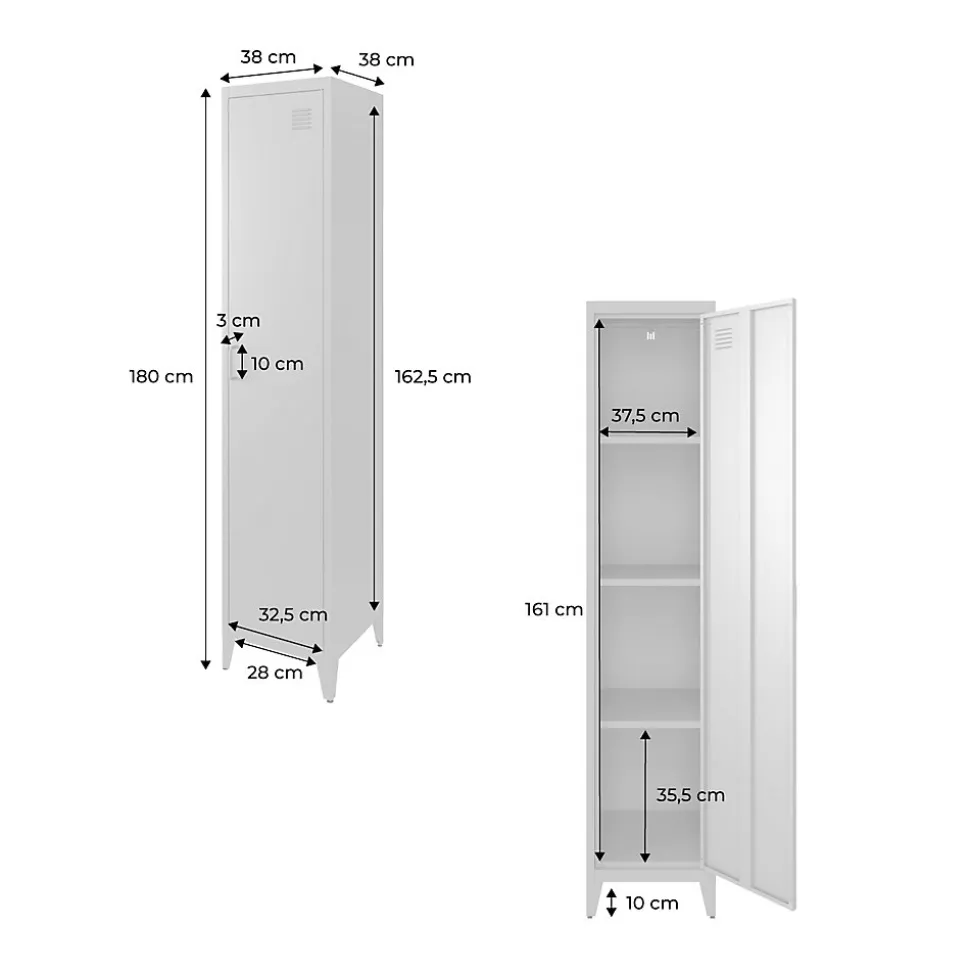 Armoire chambre en acier bleu 4 espaces de rangement. casier