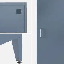 Armoire chambre en acier bleu 4 espaces de rangement. casier