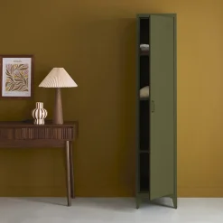 Armoire chambre en acier kaki 4 espaces de rangement. casier