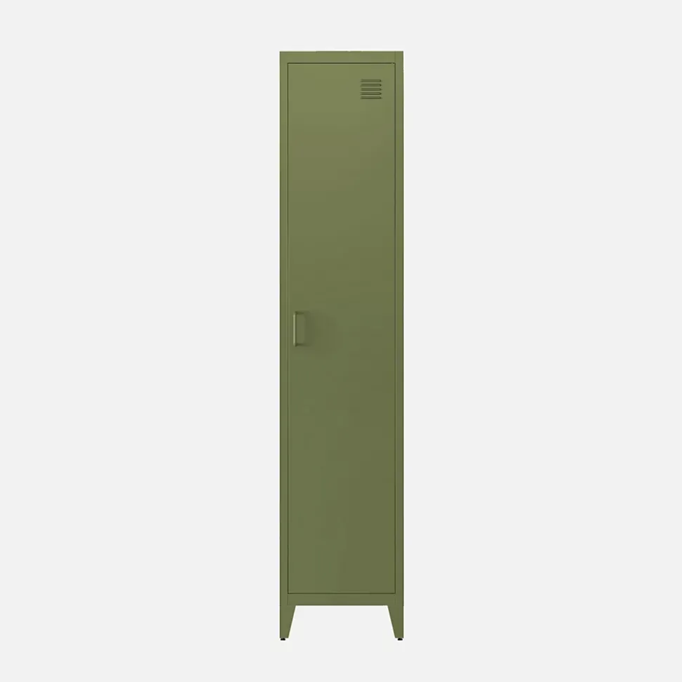 Armoire chambre en acier kaki 4 espaces de rangement. casier