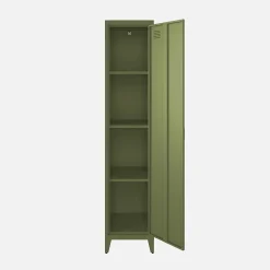 Armoire chambre en acier kaki 4 espaces de rangement. casier