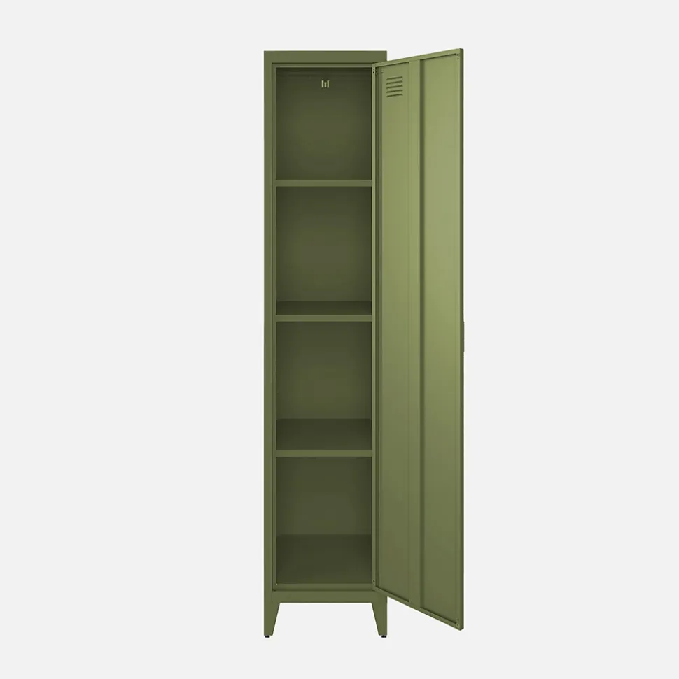 Armoire chambre en acier kaki 4 espaces de rangement. casier