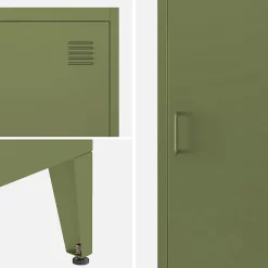 Armoire chambre en acier kaki 4 espaces de rangement. casier