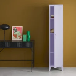 Armoire chambre en acier lilas 4 espaces de rangement. casier
