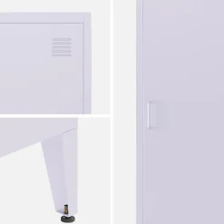 Armoire chambre en acier lilas 4 espaces de rangement. casier
