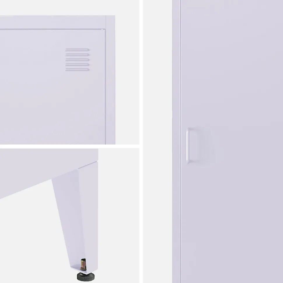 Armoire chambre en acier lilas 4 espaces de rangement. casier