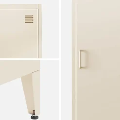 Armoire chambre en acier beige 4 espaces de rangement. casier
