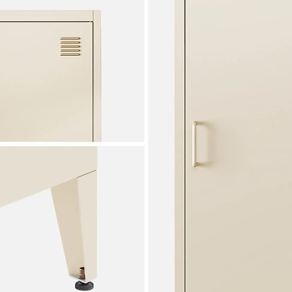 Armoire chambre en acier beige 4 espaces de rangement. casier