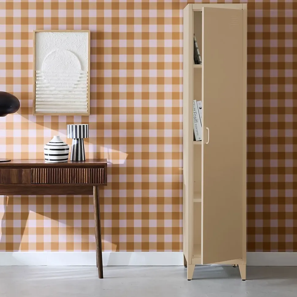 Armoire chambre en acier beige 4 espaces de rangement. casier