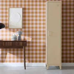 Armoire chambre en acier beige 4 espaces de rangement. casier