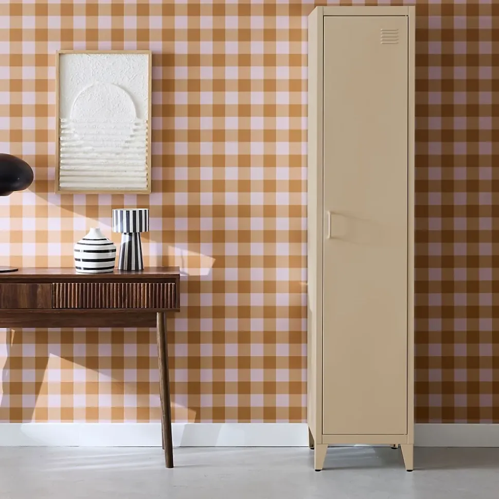 Armoire chambre en acier beige 4 espaces de rangement. casier