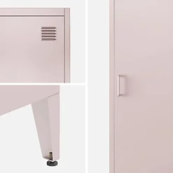 Armoire chambre en acier rose. 4 espaces de rangement. casier