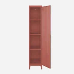 Armoire chambre en acier terracotta 4 espaces de rangement. casier