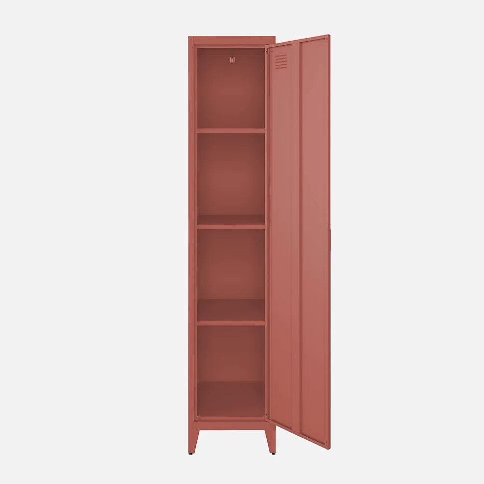 Armoire chambre en acier terracotta 4 espaces de rangement. casier