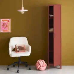Armoire chambre en acier terracotta 4 espaces de rangement. casier
