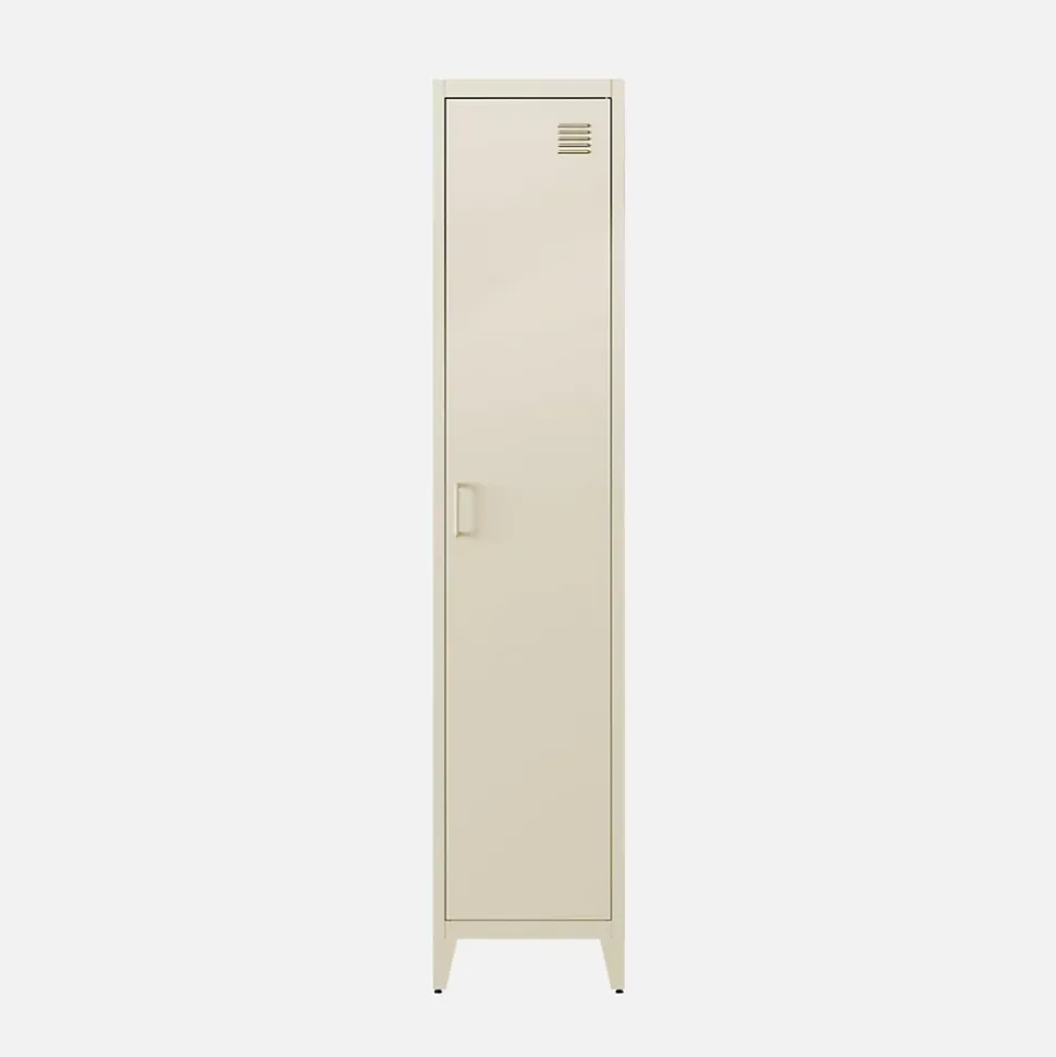 Armoire chambre enfant en acier beige. 4 espaces de rangement. casier. L 38 x P 38 x H 180 cm
