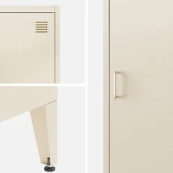 Armoire chambre enfant en acier beige. 4 espaces de rangement. casier. L 38 x P 38 x H 180 cm