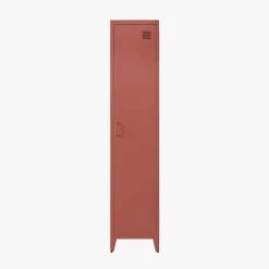 Armoire chambre enfant en acier terracotta. 4 espaces de rangement. casier. L 38 x P 38 x H 180 cm
