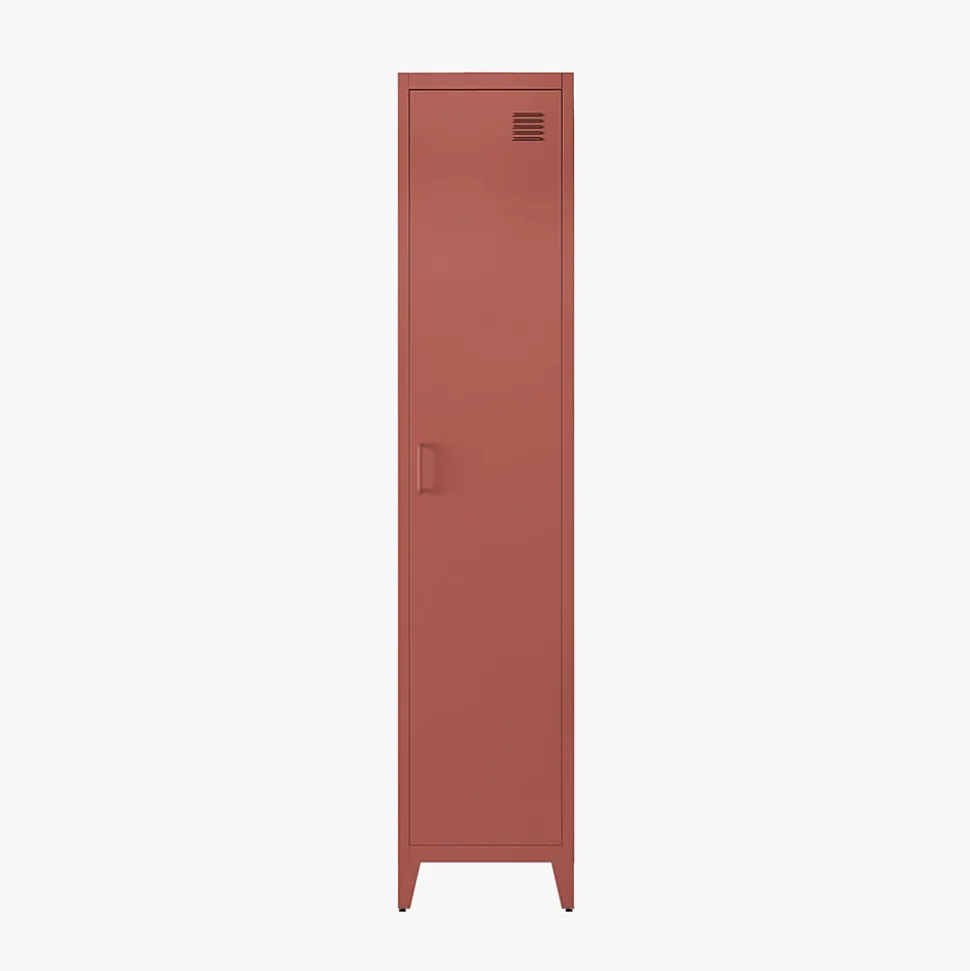 Armoire chambre enfant en acier terracotta. 4 espaces de rangement. casier. L 38 x P 38 x H 180 cm