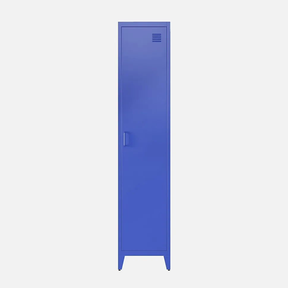 Armoire chambre enfant en acier bleu. 4 espaces de rangement. casier. L 38 x P 38 x H 180 cm