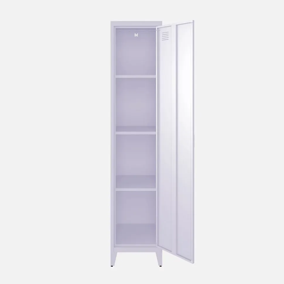 Armoire chambre enfant en acier lilas. 4 espaces de rangement. casier. L 38 x P 38 x H 180 cm
