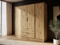 Armoire, chêne artisanal, 206 x 200 x 51 cm