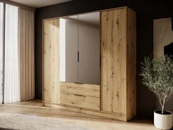 Armoire, chêne artisanal, 206 x 200 x 51 cm