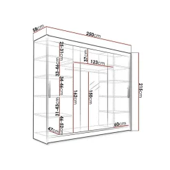 Armoire Closico Ordo I, Nombre d'étagères: 9, 215x250x58cm