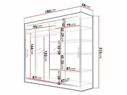 Armoire Closico Pallor II, Nombre d'étagères: 5, 215x180x58cm