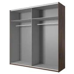 Armoire 200cm. 2 portes coulissantes avec miroirs couleur chene clair et noir. Collection FOX