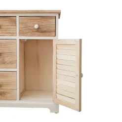 Armoire Commode Blanc Marron 4 Tiroirs 1 Porte Bois 70x60x30