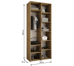 Armoire Como 1 a portes battantes H. 245 x L. 100 x P. 50, 2 portes
