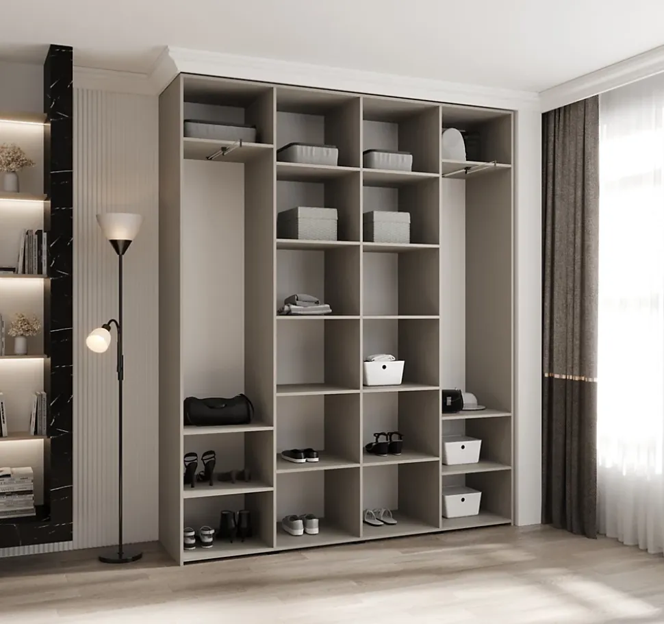 Armoire Como 3 a portes battantes H. 245 x L. 200 x P. 40, 4 portes