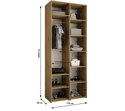 Armoire Como 4 a portes battantes H. 245 x L. 110 x P. 50, 2 portes