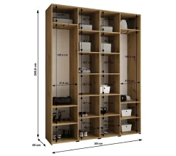 Armoire Como 4 a portes battantes H. 245 x L. 200 x P. 40, 4 portes