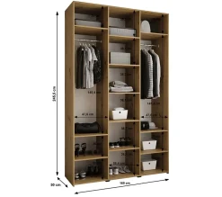 Armoire Como 3 a portes battantes H. 245 x L. 160 x P. 50, 3 portes