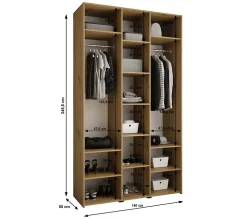Armoire Como 3 a portes battantes H. 245 x L. 140 x P. 50, 3 portes