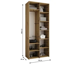 Armoire Como 1 a portes battantes H. 245 x L. 100 x P. 40, 2 portes